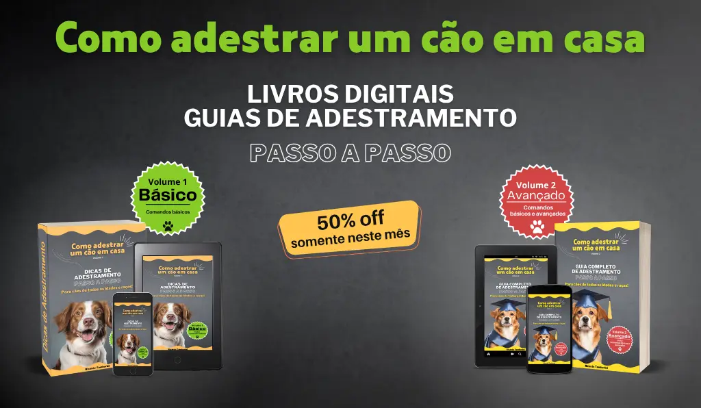 Livros digitais de adestramento de cães, volumes básico e avançado, de Ricardo Tamborini.
